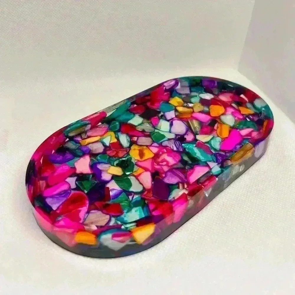 Hand Crafted Resin Colorful Seashell Trinket Tray